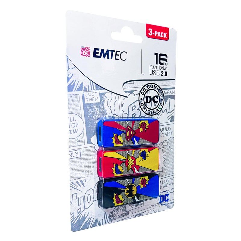 Emtec M700 Super Hero Flash Drive, 16Gb, 3-Pack - Image 1
